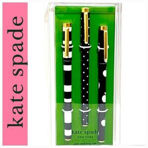 Kate Spade New York Dots & Stripes Fine Tip Pen Set w/Acrylic Tray